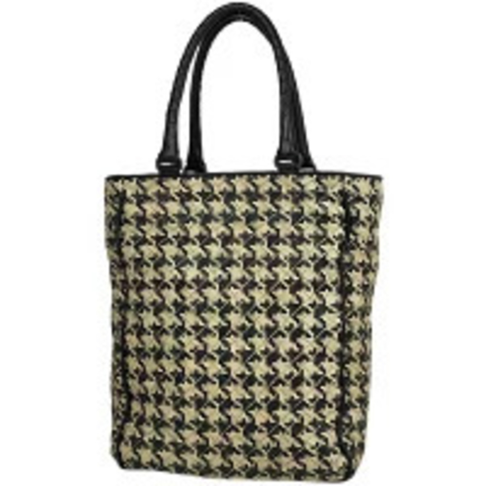 Bottega Veneta Intrecciato Houndstooth Tote Bag Leather Black White